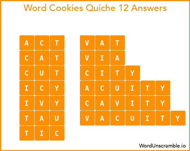 Word Cookies Quiche 12 Answers