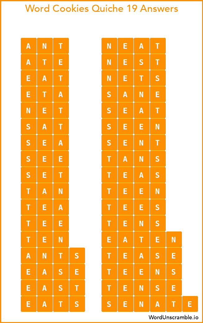 Word Cookies Quiche 19 Answers
