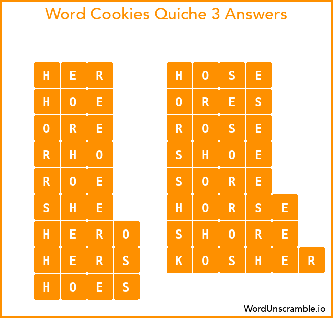 Word Cookies Quiche 3 Answers