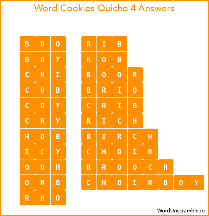 Word Cookies Quiche 4 Answers