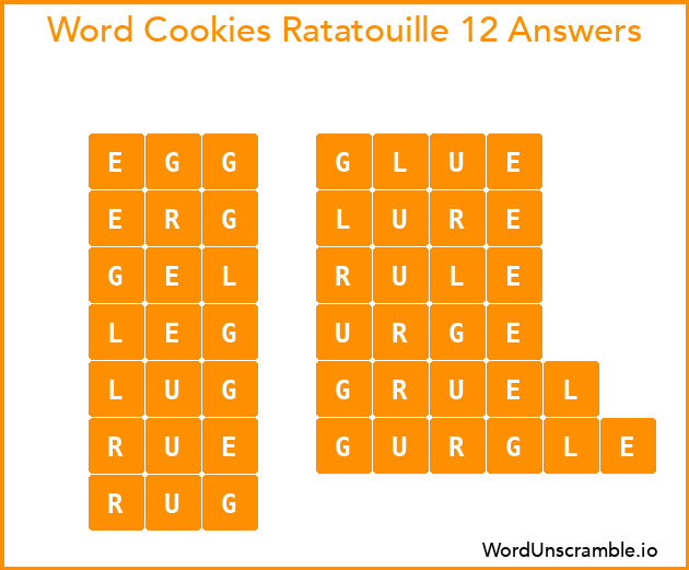 Word Cookies Ratatouille 12 Answers