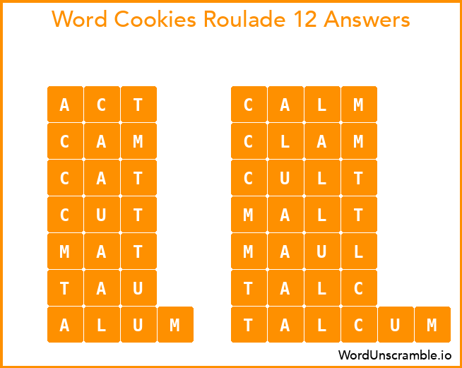 Word Cookies Roulade 12 Answers