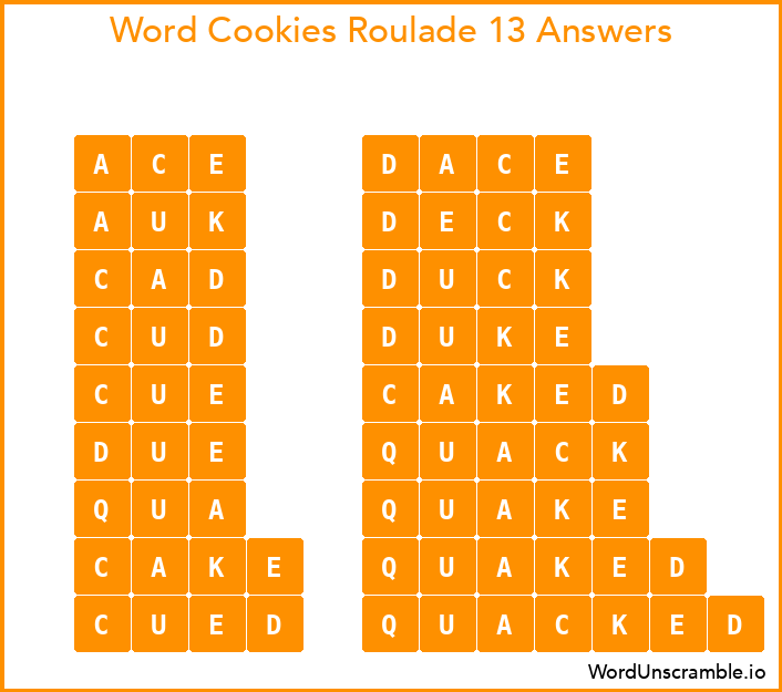 Word Cookies Roulade 13 Answers