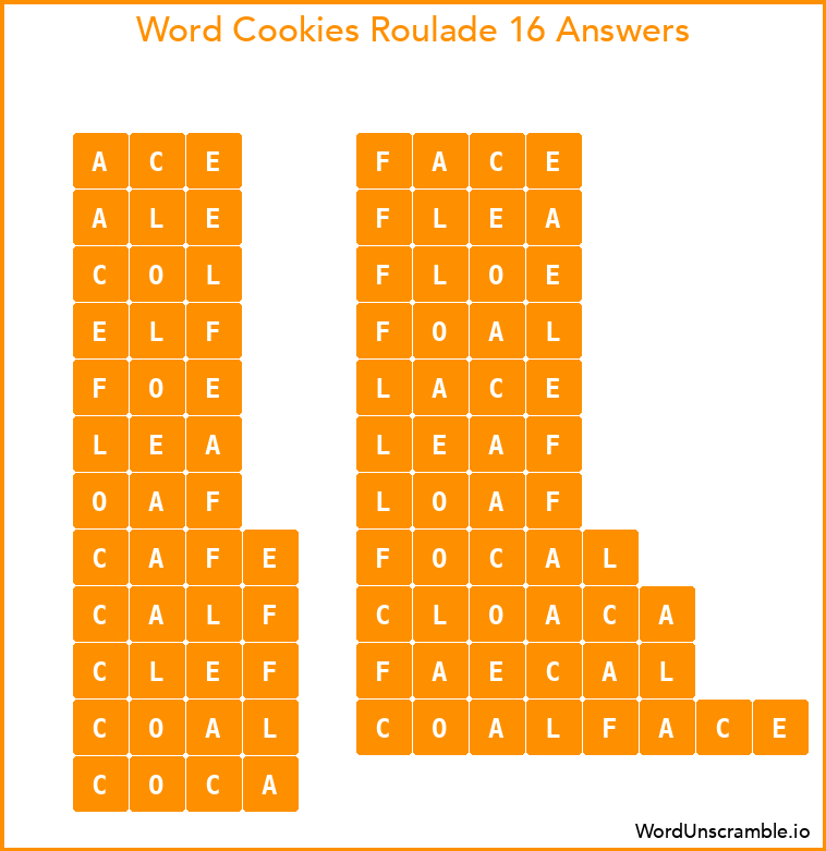 Word Cookies Roulade 16 Answers