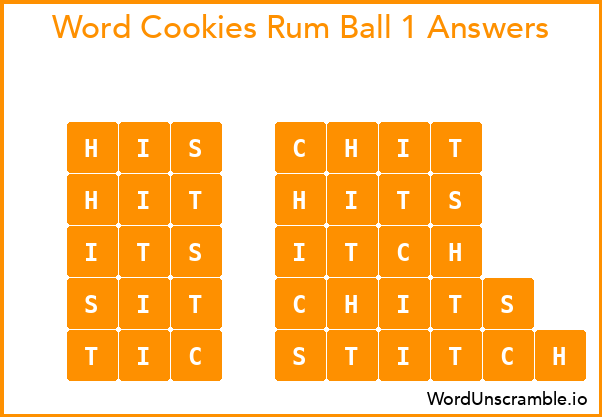 Word Cookies Rum Ball 1 Answers