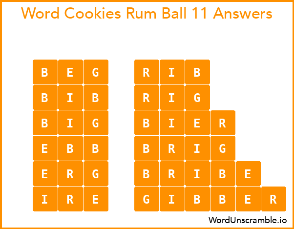 Word Cookies Rum Ball 11 Answers