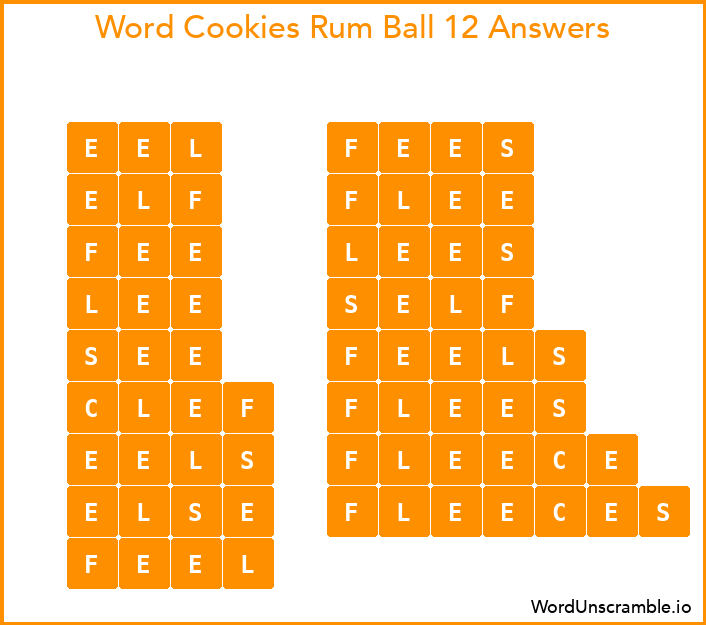 Word Cookies Rum Ball 12 Answers