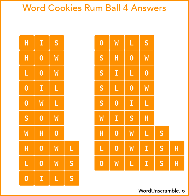 Word Cookies Rum Ball 4 Answers