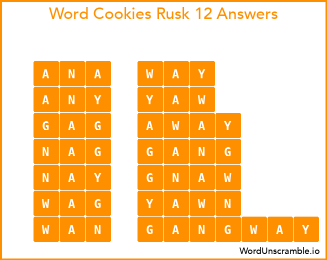 Word Cookies Rusk 12 Answers