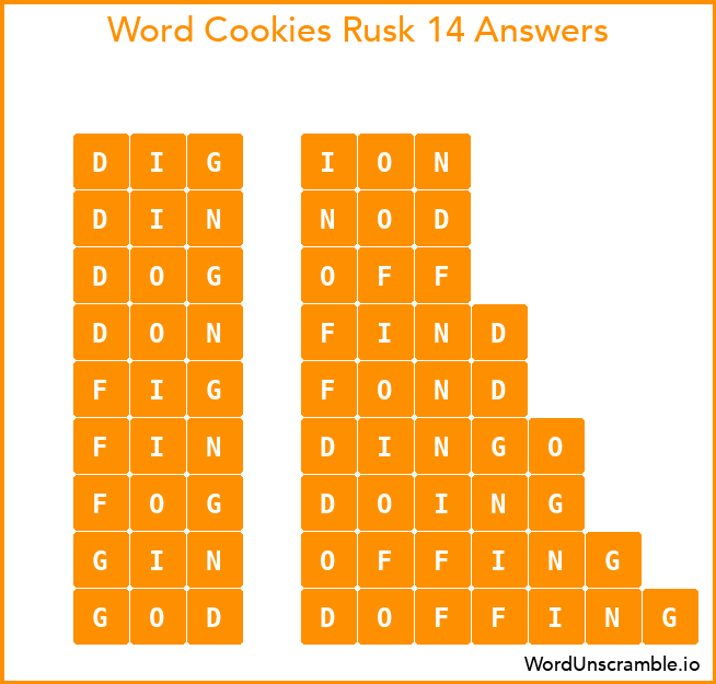 Word Cookies Rusk 14 Answers