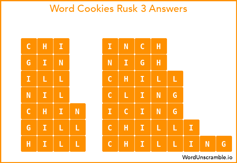 Word Cookies Rusk 3 Answers
