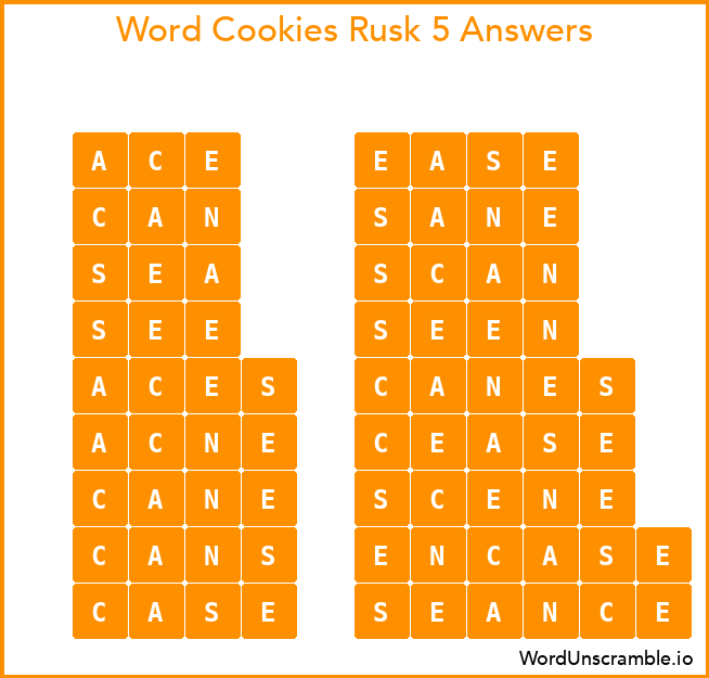 Word Cookies Rusk 5 Answers