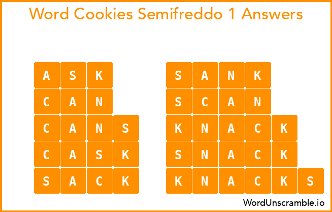 Word Cookies Semifreddo 1 Answers