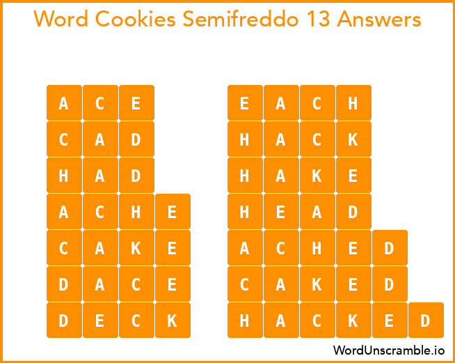 Word Cookies Semifreddo 13 Answers