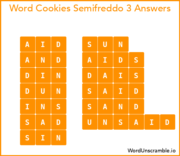 Word Cookies Semifreddo 3 Answers