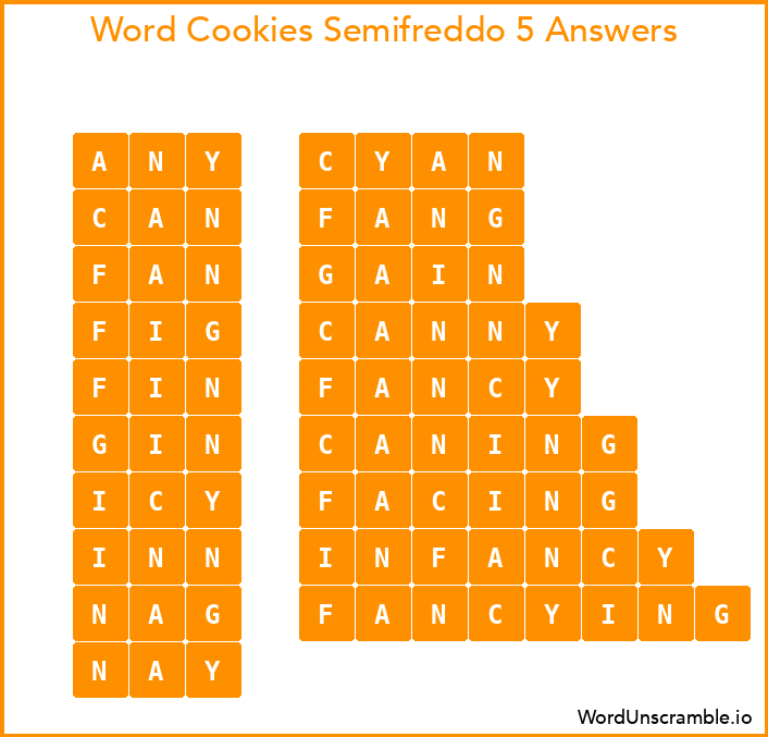 Word Cookies Semifreddo 5 Answers