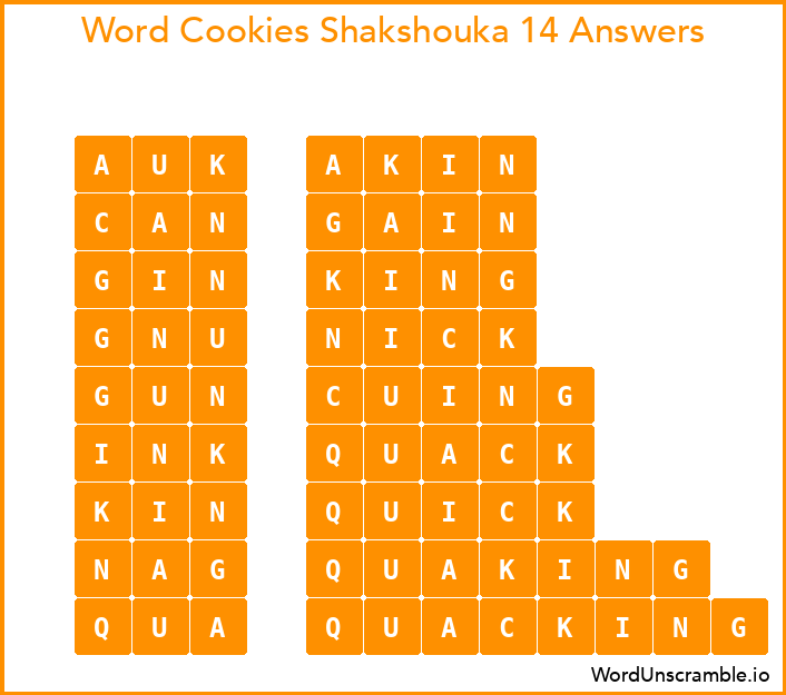 Word Cookies Shakshouka 14 Answers