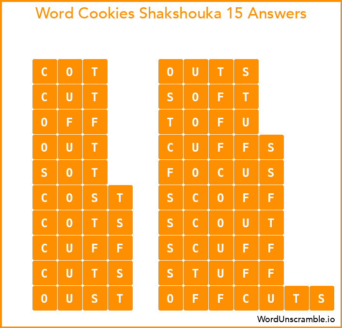 Word Cookies Shakshouka 15 Answers