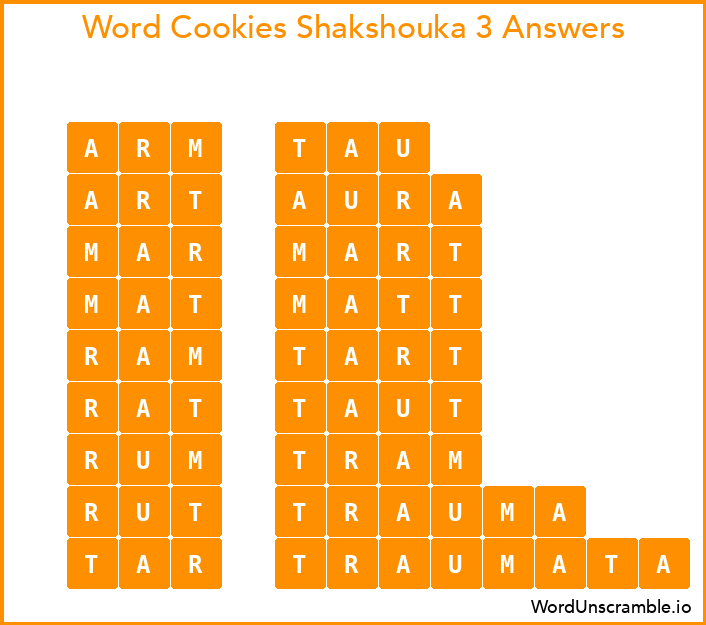 Word Cookies Shakshouka 3 Answers