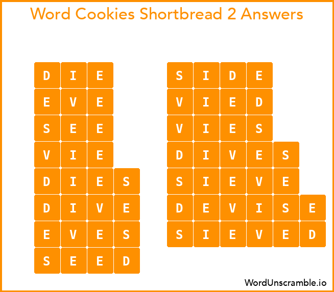 Word Cookies Shortbread 2 Answers