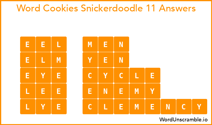 Word Cookies Snickerdoodle 11 Answers