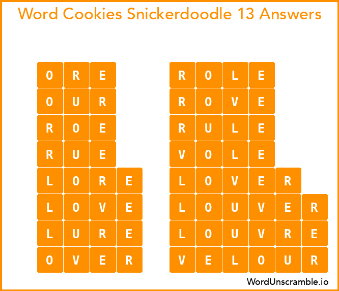 Word Cookies Snickerdoodle 13 Answers