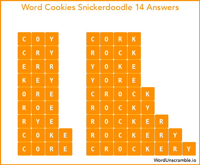 Word Cookies Snickerdoodle 14 Answers