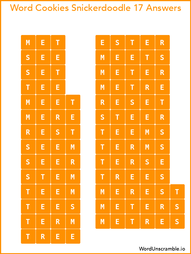 Word Cookies Snickerdoodle 17 Answers