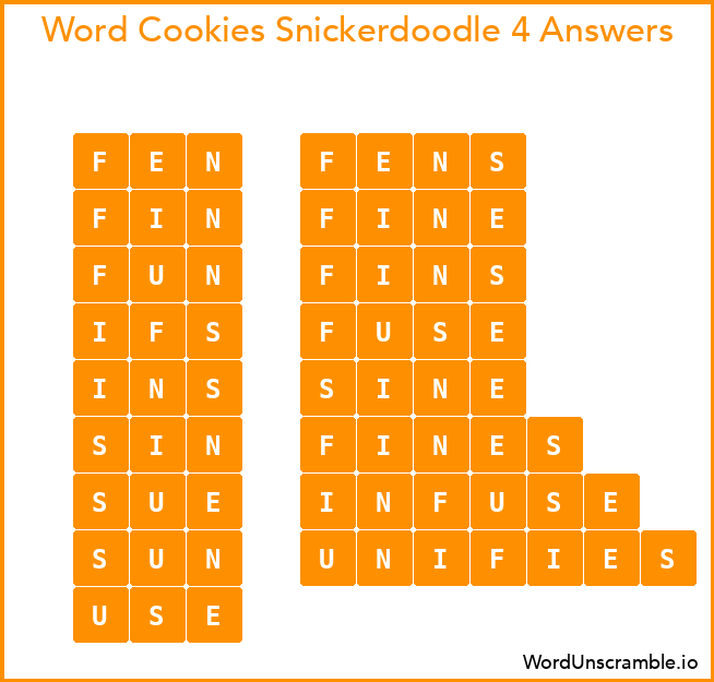 Word Cookies Snickerdoodle 4 Answers