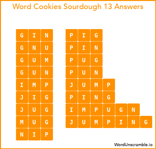 Word Cookies Sourdough 13 Answers