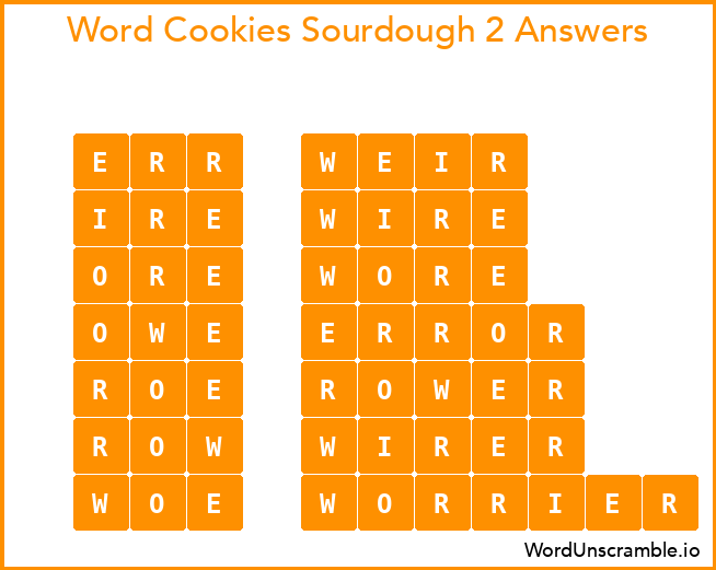 Word Cookies Sourdough 2 Answers