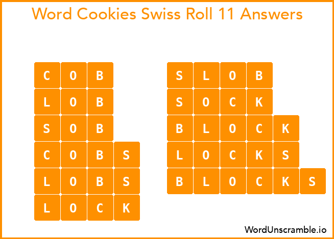 Word Cookies Swiss Roll 11 Answers