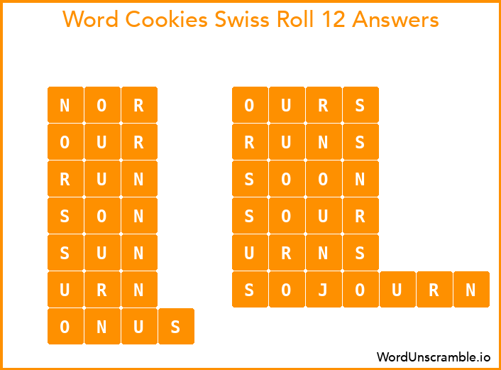 Word Cookies Swiss Roll 12 Answers