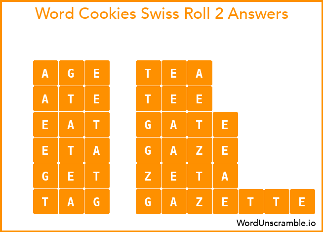 Word Cookies Swiss Roll 2 Answers