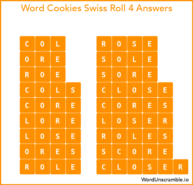 Word Cookies Swiss Roll 4 Answers