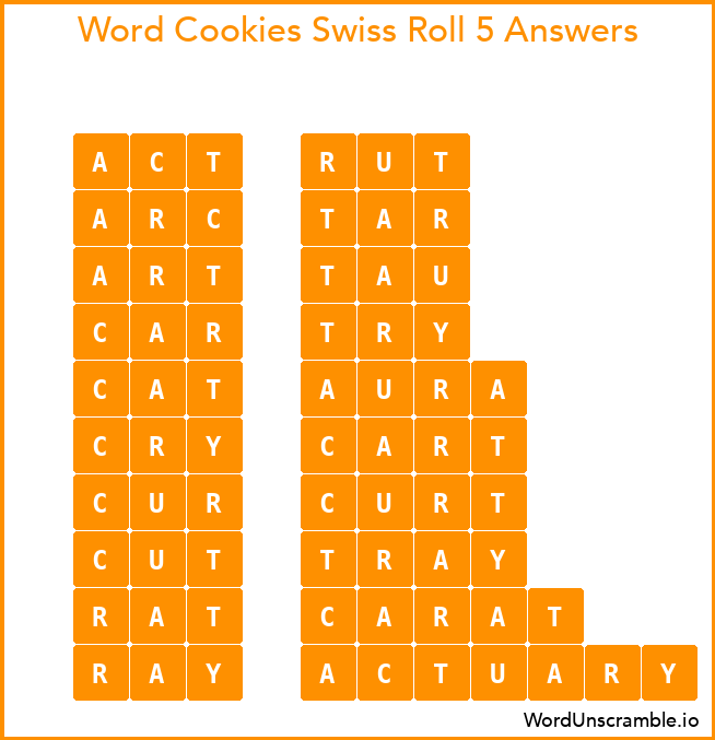 Word Cookies Swiss Roll 5 Answers