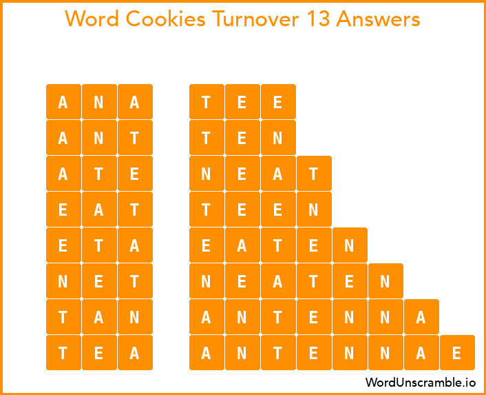 Word Cookies Turnover 13 Answers