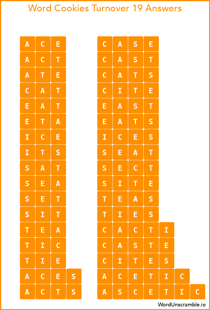 Word Cookies Turnover 19 Answers