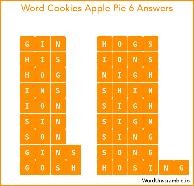 Word Cookies Apple Pie 6 Answers