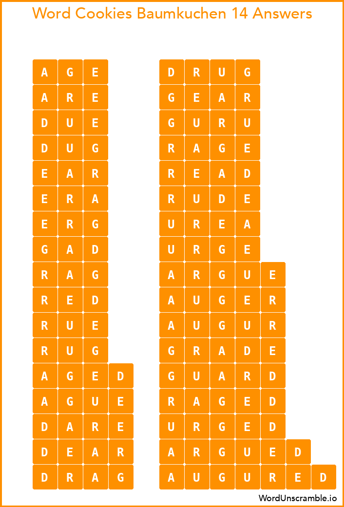 Word Cookies Baumkuchen 14 Answers