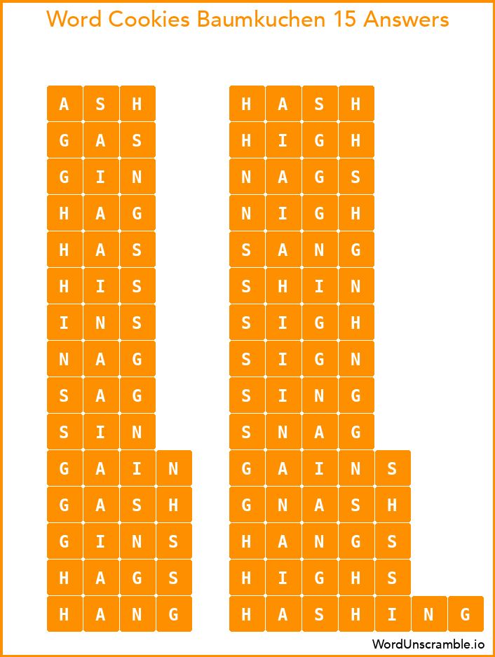 Word Cookies Baumkuchen 15 Answers