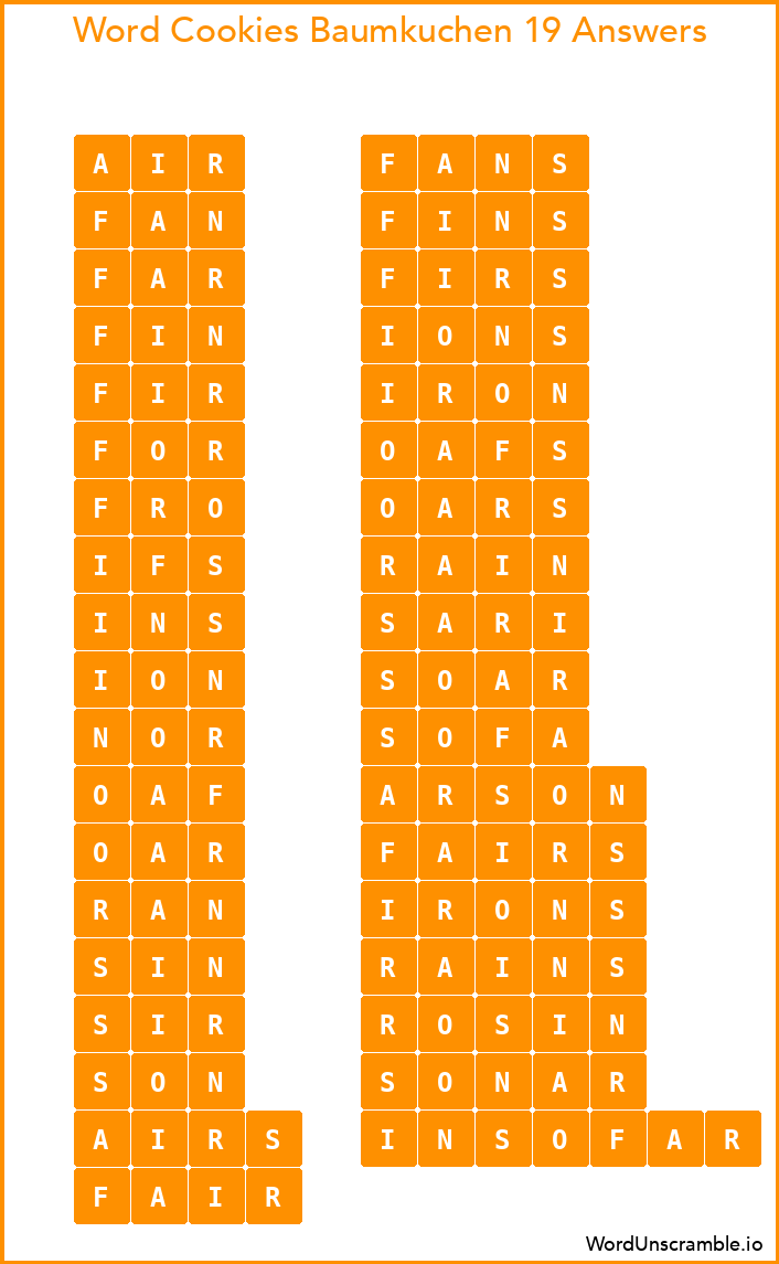 Word Cookies Baumkuchen 19 Answers