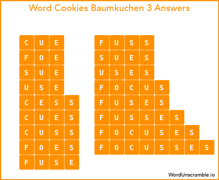 Word Cookies Baumkuchen 3 Answers