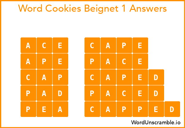 Word Cookies Beignet 1 Answers