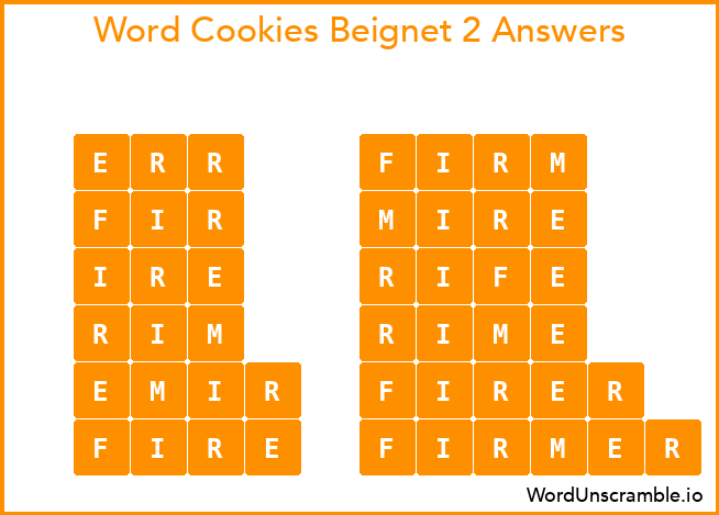 Word Cookies Beignet 2 Answers