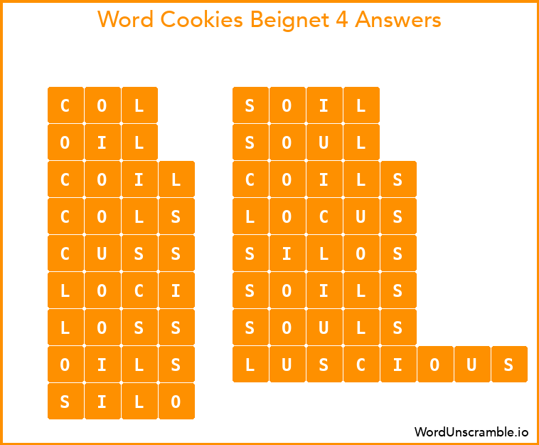 Word Cookies Beignet 4 Answers