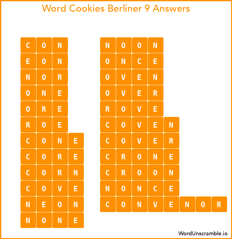 Word Cookies Berliner 9 Answers
