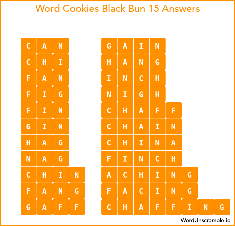 Word Cookies Black Bun 15 Answers