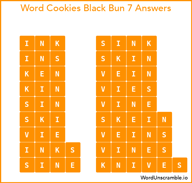 Word Cookies Black Bun 7 Answers
