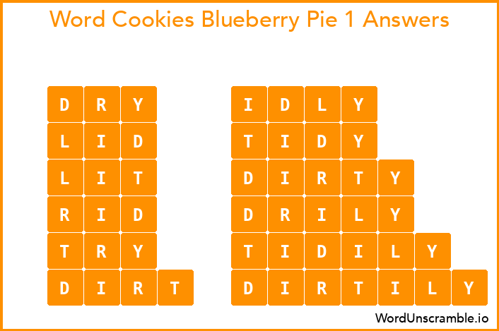 Word Cookies Blueberry Pie 1 Answers